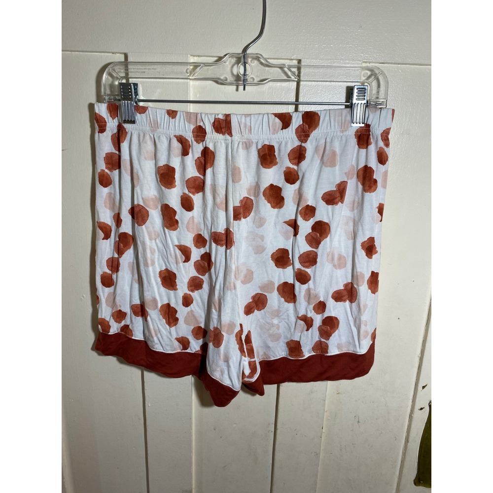Bamboo Viscose Henley Tank and Shorts Pajama Set Rust White Polka Dot Large - Picture 9 of 9